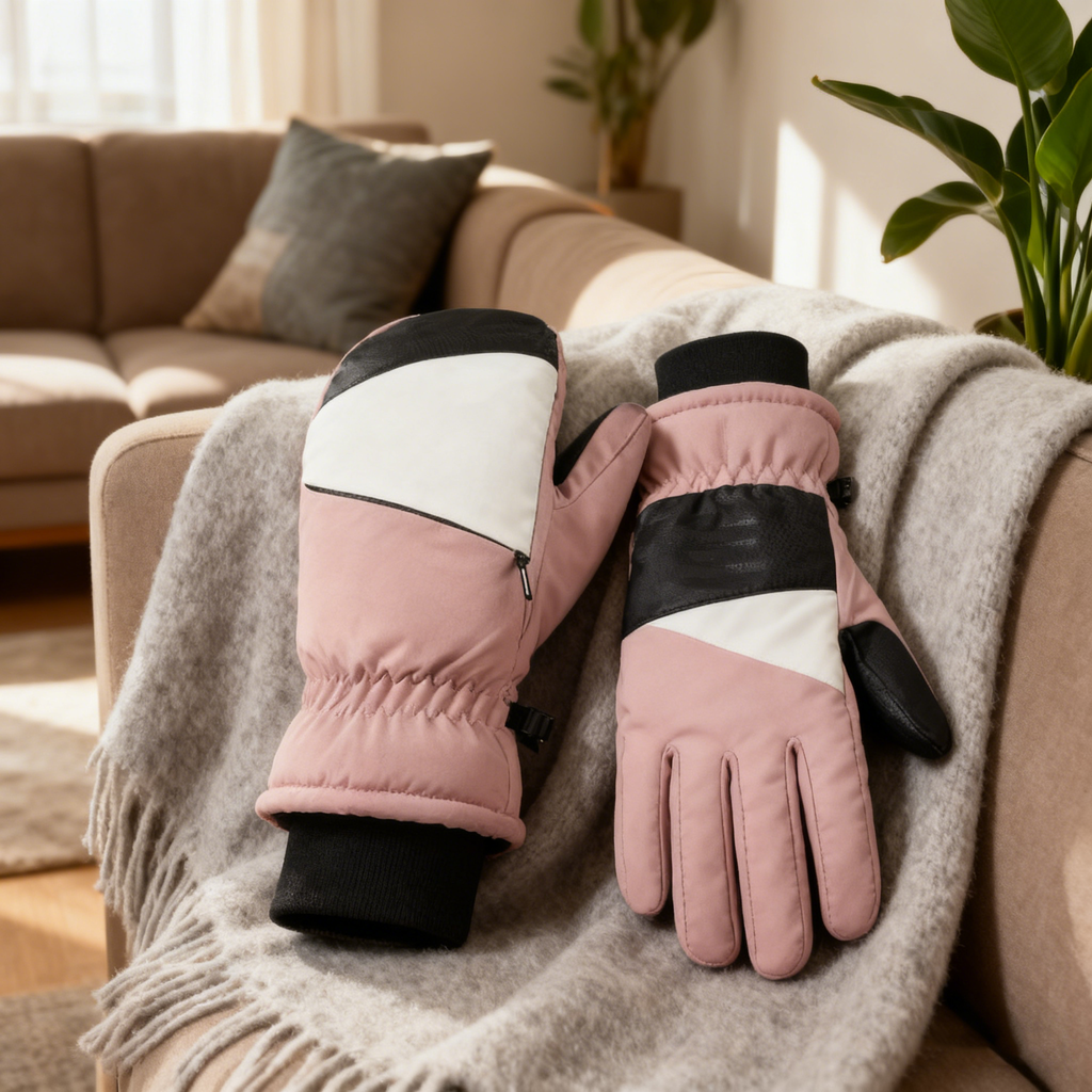 Ski Mittens, Waterproof Thermal, Unisex Full-Finger Gloves