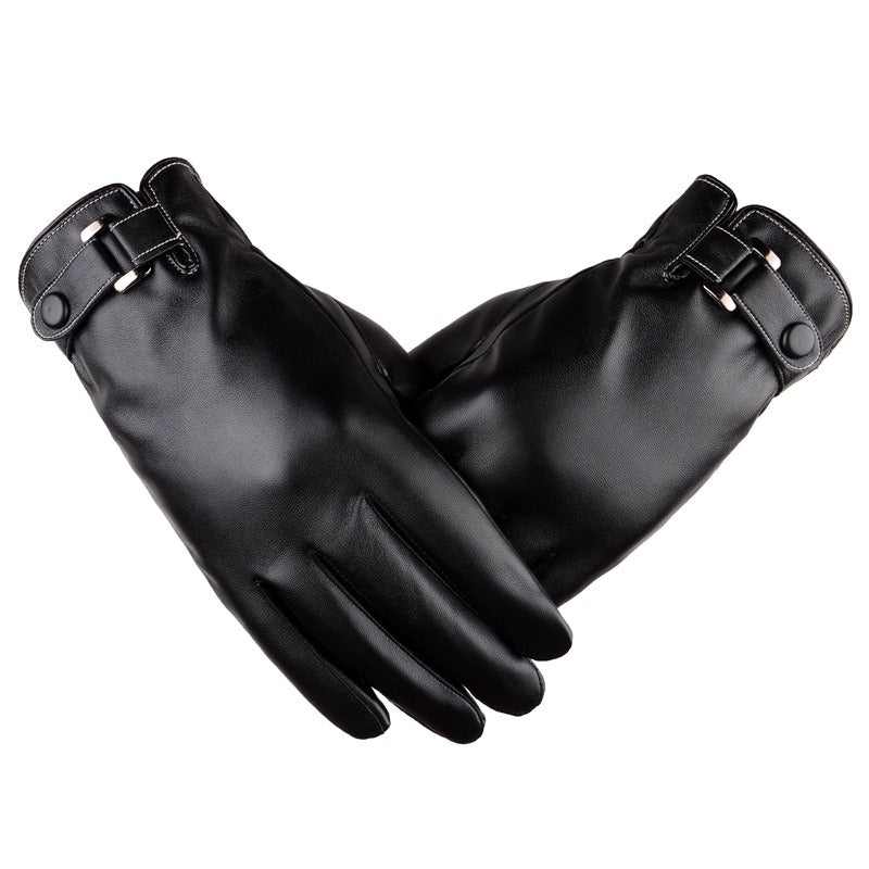 Men's Autumn & Winter Touchscreen PU Leather Gloves, Fleece Lined, Warm, Driving and Cycling