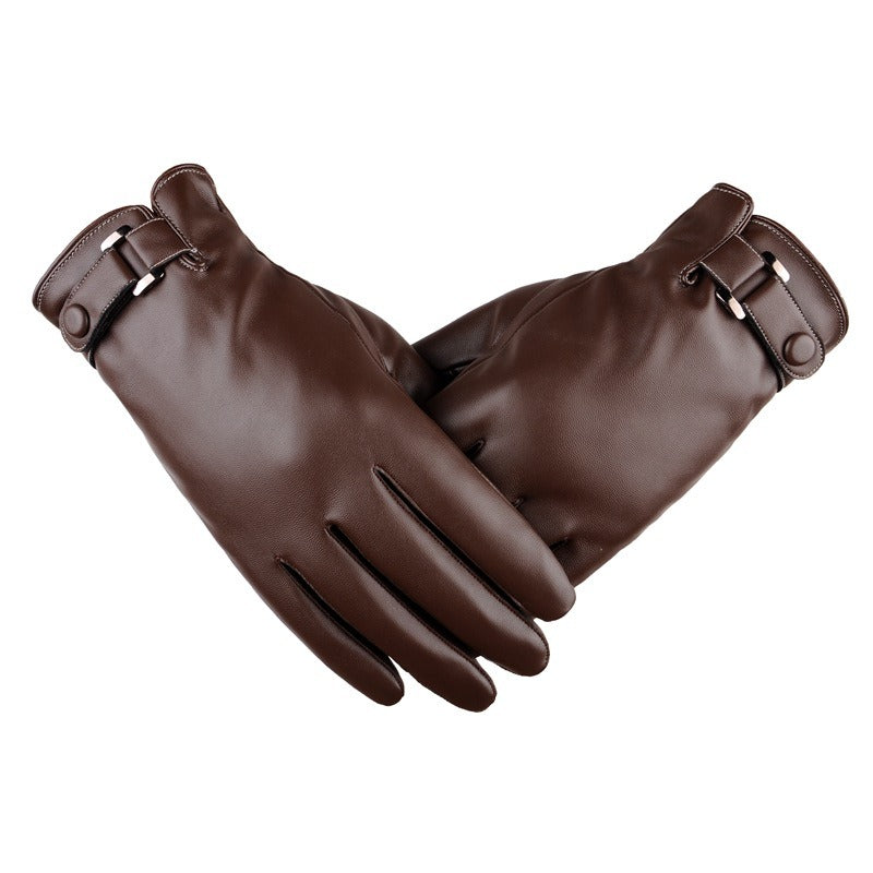 Men's Autumn & Winter Touchscreen PU Leather Gloves, Fleece Lined, Warm, Driving and Cycling