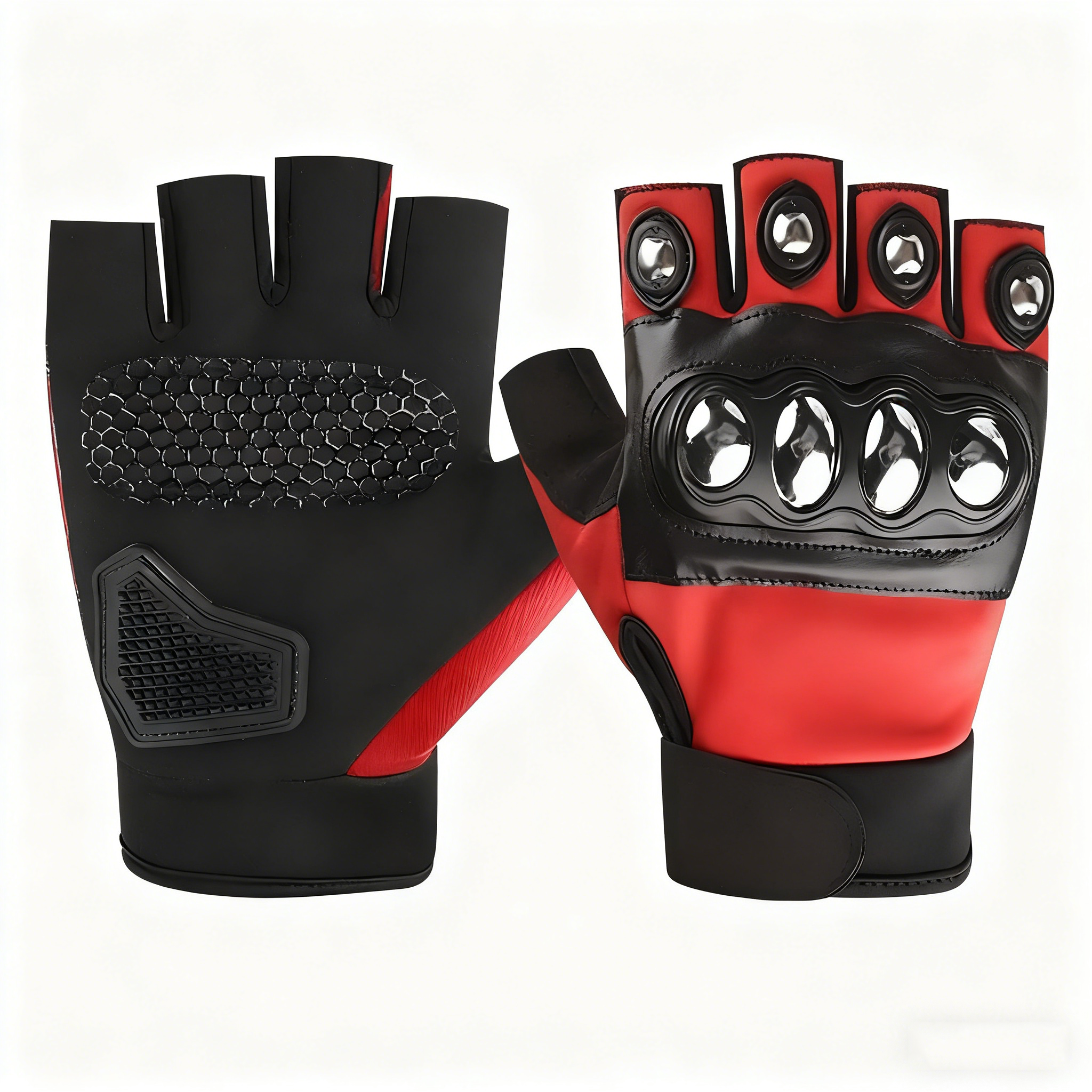 Motorcycle Tactical Half-Finger Gloves, Steel Knuckle, Anti-Slip Winter Riding