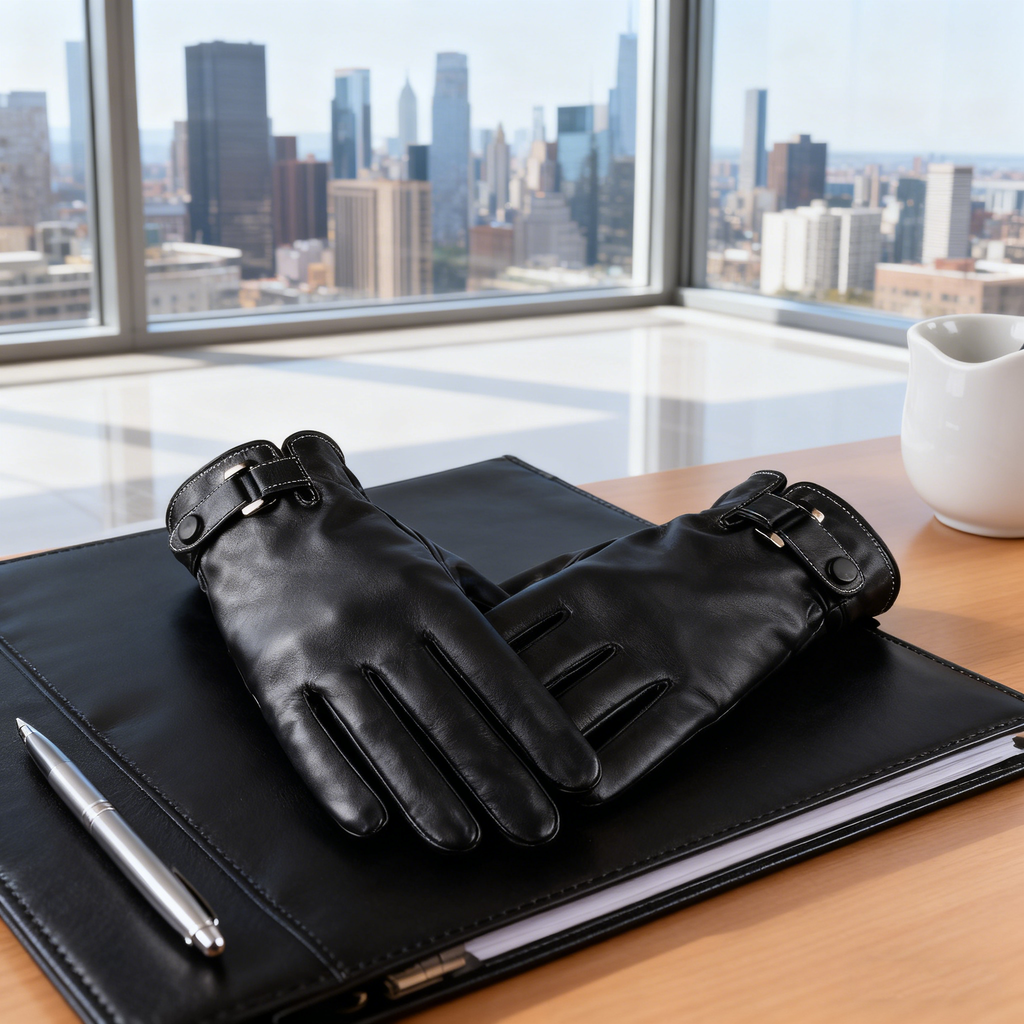 Men's Autumn & Winter Touchscreen PU Leather Gloves, Fleece Lined, Warm, Driving and Cycling