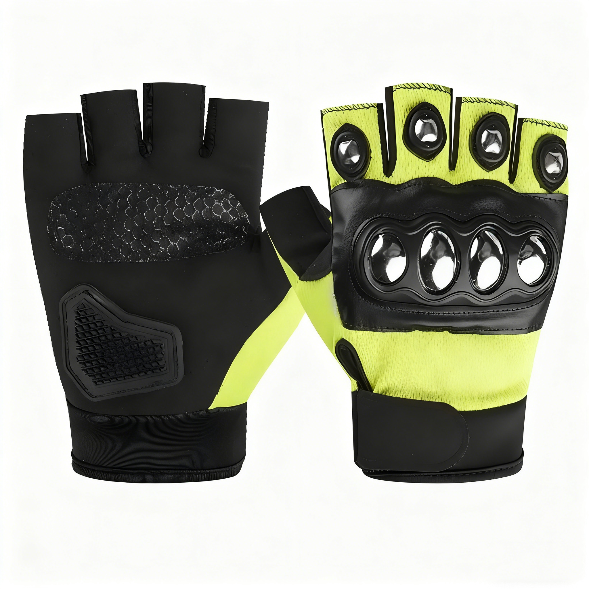 Motorcycle Tactical Half-Finger Gloves, Steel Knuckle, Anti-Slip Winter Riding