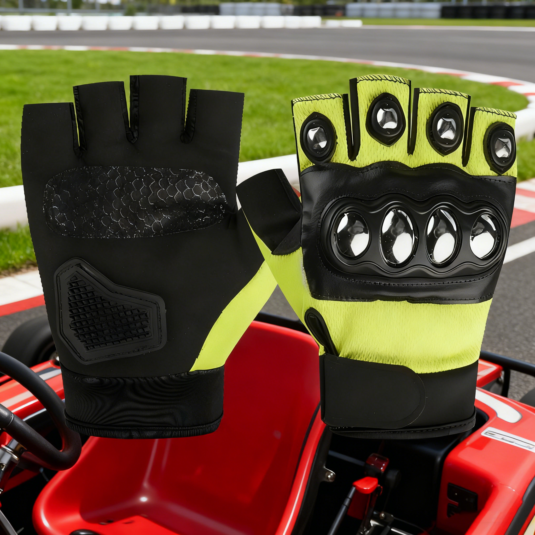 Motorcycle Tactical Half-Finger Gloves, Steel Knuckle, Anti-Slip Winter Riding