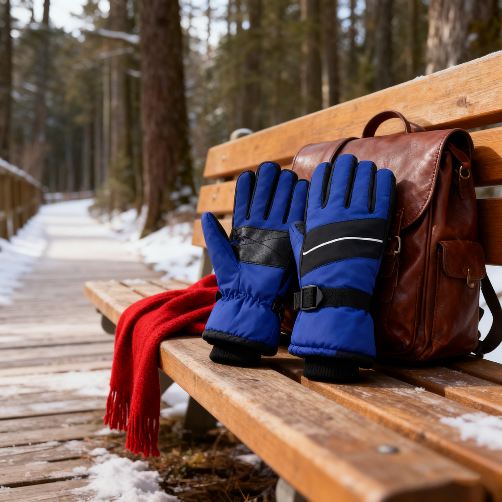 Women’s Color-Block Ski Gloves, Winter Outdoor, Thick Warm, Waterproof